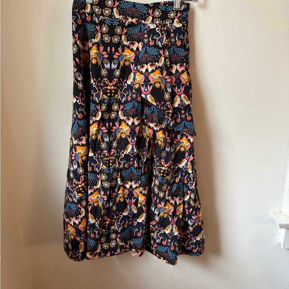 Eva Franco Black Maxi Skirt with Pink, Yellow and Blue Floral Print